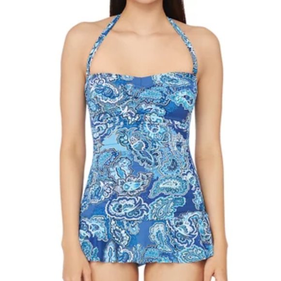 Lauren Ralph Lauren Bandana Paisley Underwire Skirted One-Piece Swimsuit - Picture 4 of 4